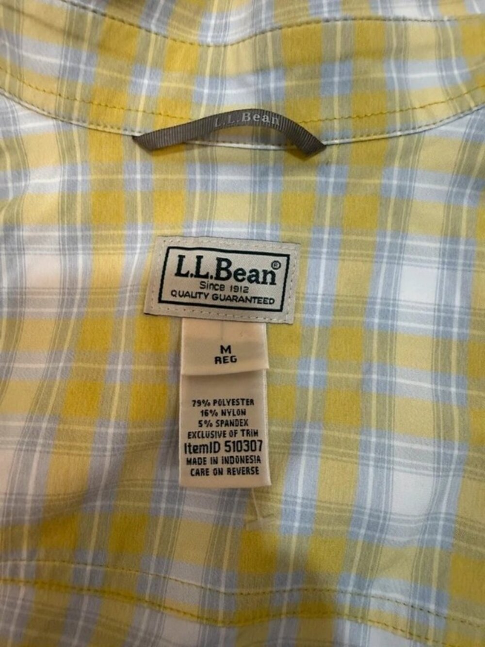 L.L. Bean No Fly Zone Plaid Preppy Fisherman Camping Outdoors Collar Shirt - Picture 6 of 12